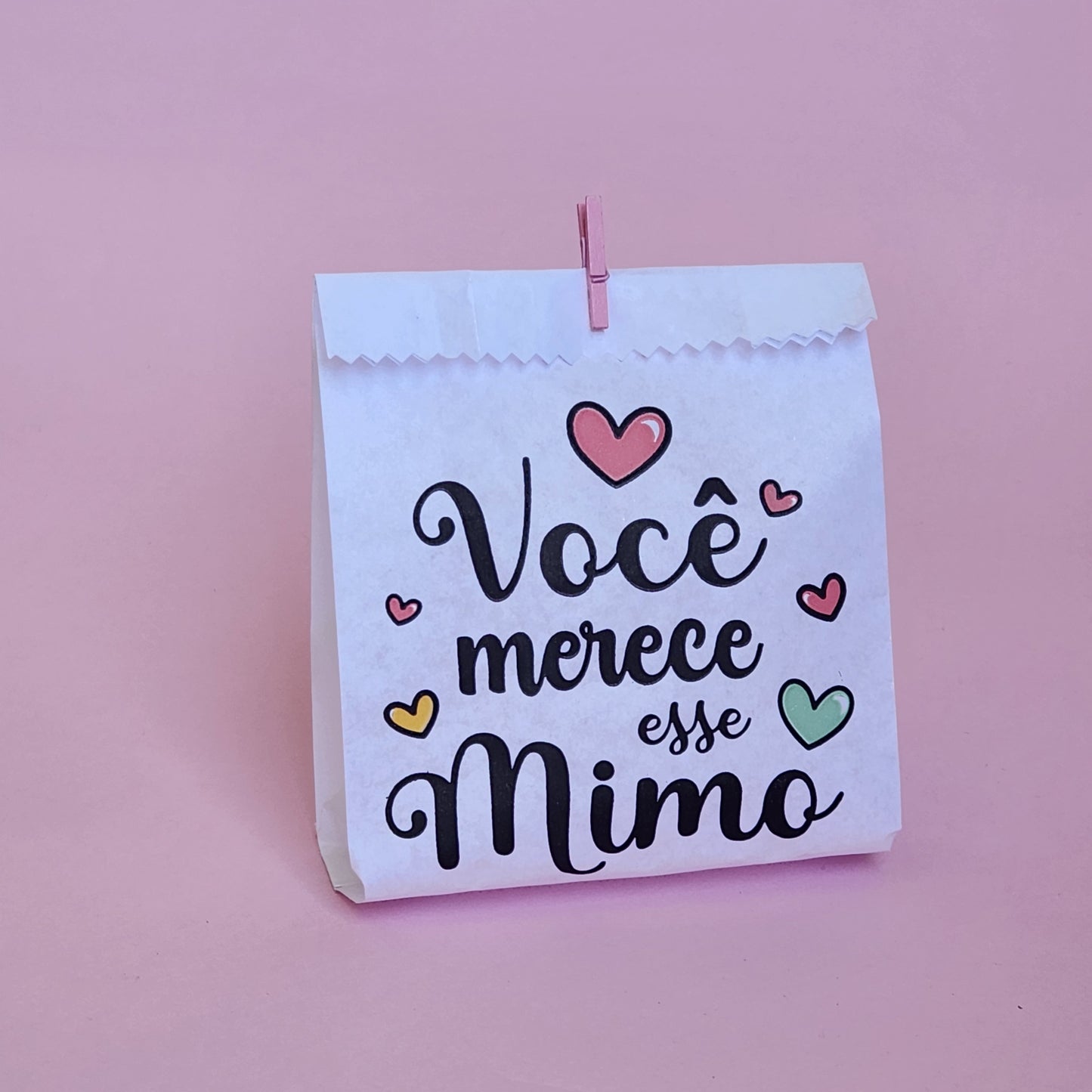 25UN Embalagem de papel branco 10x15 cm | Saquinho de papel mimo| Você merece esse mimo corações