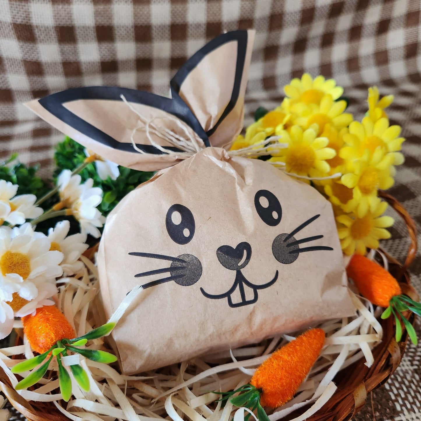 25UN Saquinho de papel pardo Coelho da páscoa 10x27CM | Mimo de páscoa | Embalagem de papel pardo