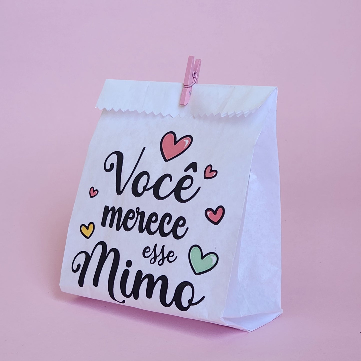 25UN  Embalagem de papel branco 10x15 cm | Saquinho de papel mimo| Você merece esse mimo corações
