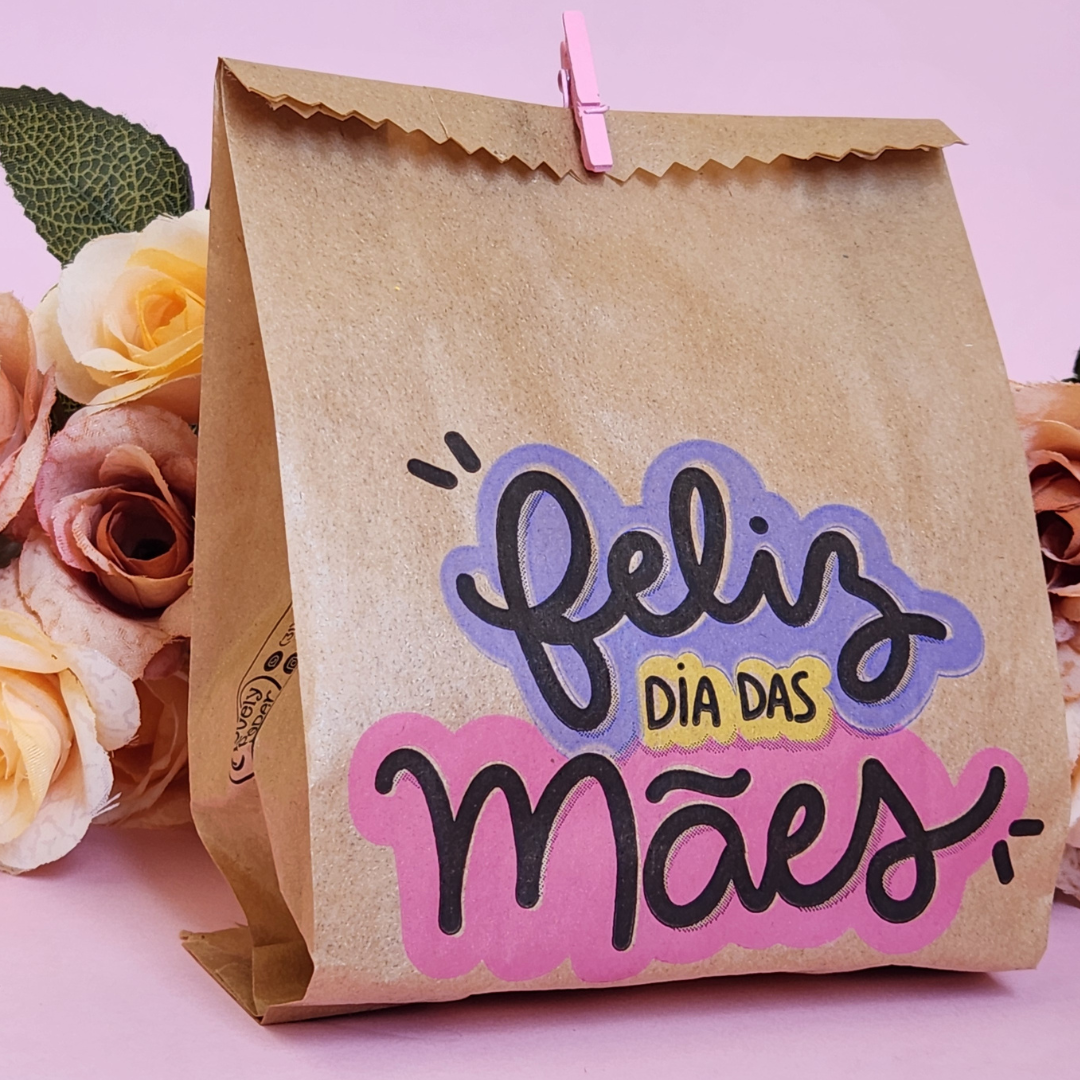 25 UN Saquinho de Papel pardo 10x15 cm Feliz dia das Mães