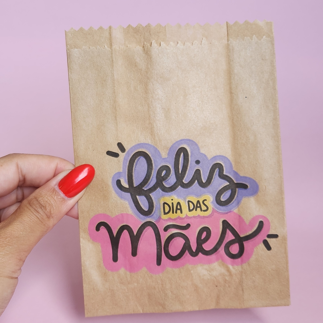 25 UN Saquinho de Papel pardo 10x15 cm Feliz dia das Mães