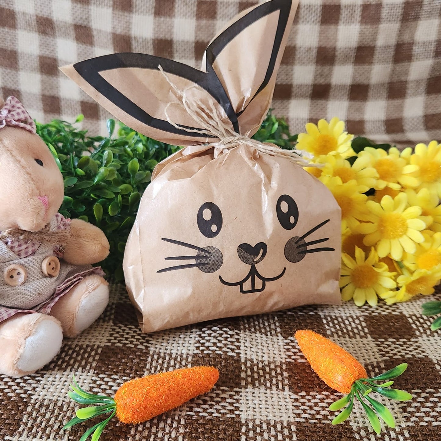 25UN Saquinho de papel pardo Coelho da páscoa 10x27CM | Mimo de páscoa | Embalagem de papel pardo