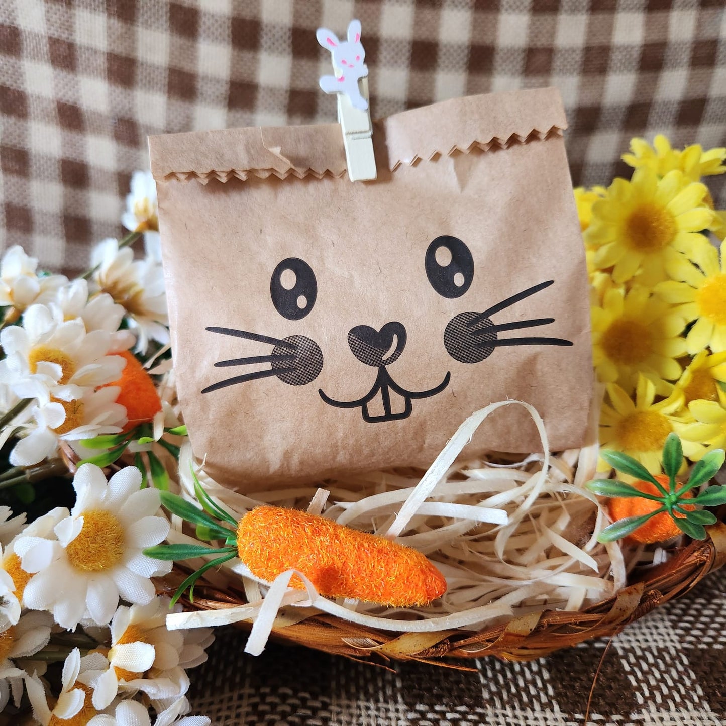 25UN Saquinho de papel Pardo Coelho da páscoa 10x12CM | Mimo de páscoa | Embalagem de papel Mimo de páscoa