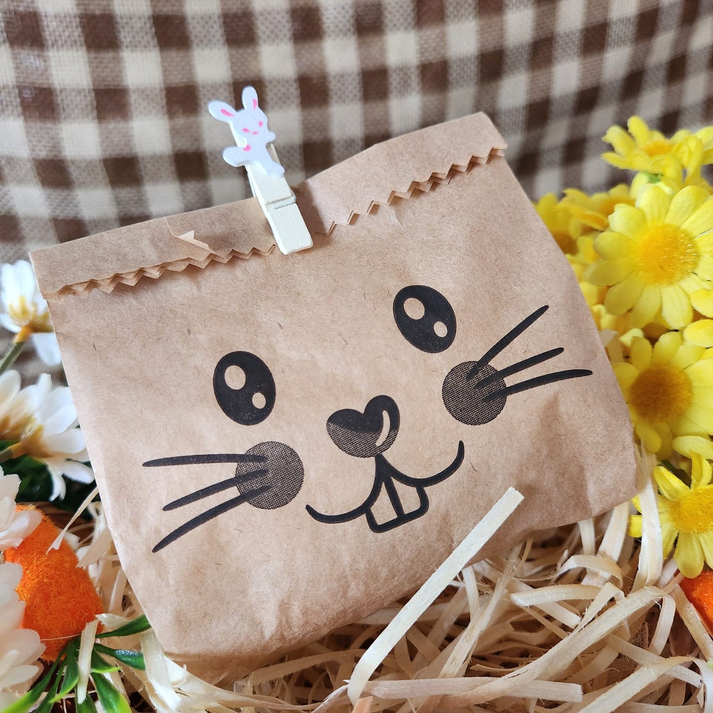 25UN Saquinho de papel Pardo Coelho da páscoa 10x12CM | Mimo de páscoa | Embalagem de papel Mimo de páscoa