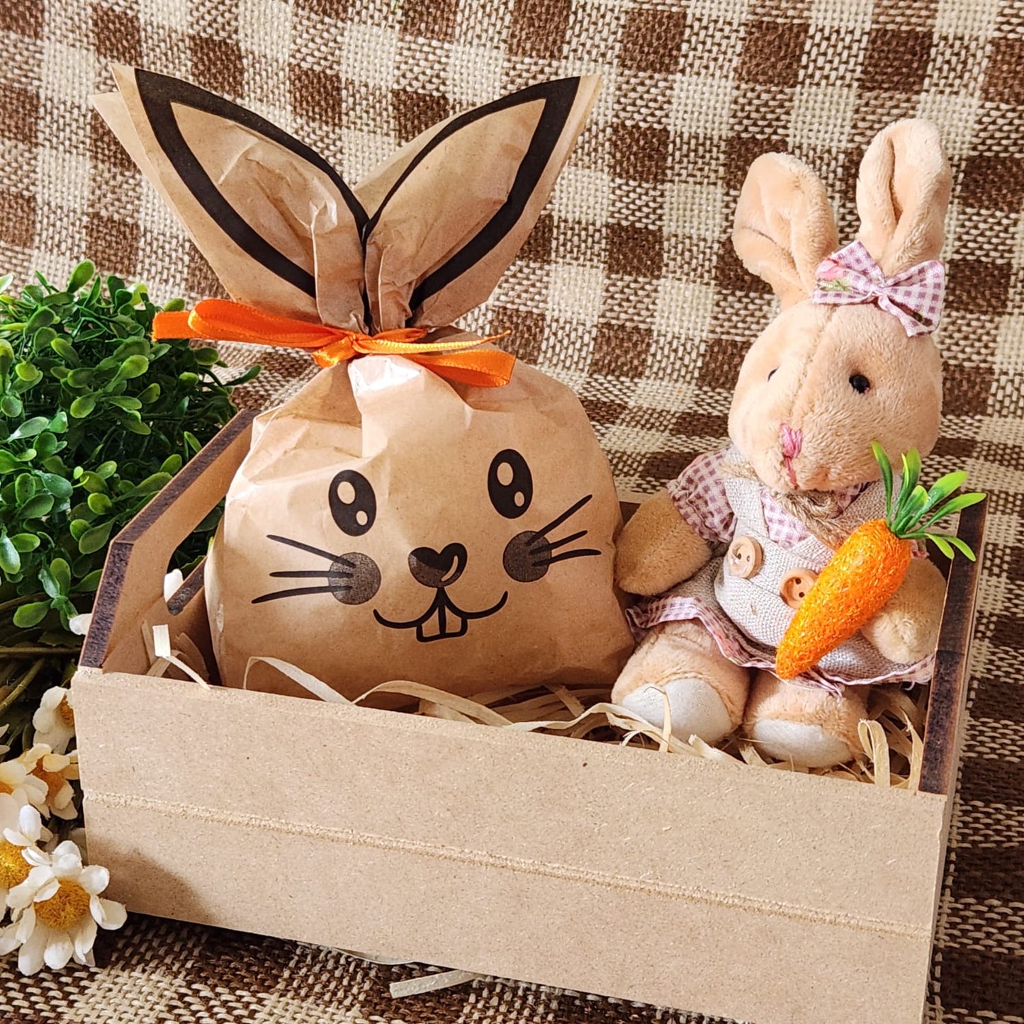 25UN Saquinho de papel pardo Coelho da páscoa 10x27CM | Mimo de páscoa | Embalagem de papel pardo