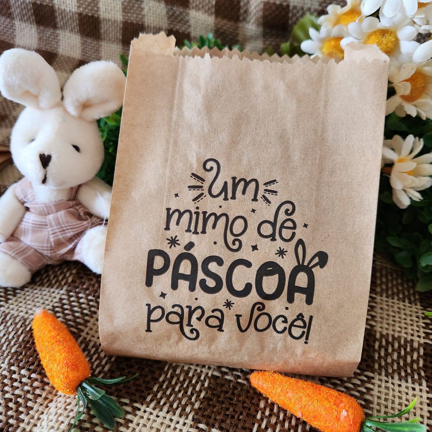 25 Un Saquinhos de papel pardo para lembrancinha de páscoa| Saquinho de papel páscoa|Um mimo de páscoa