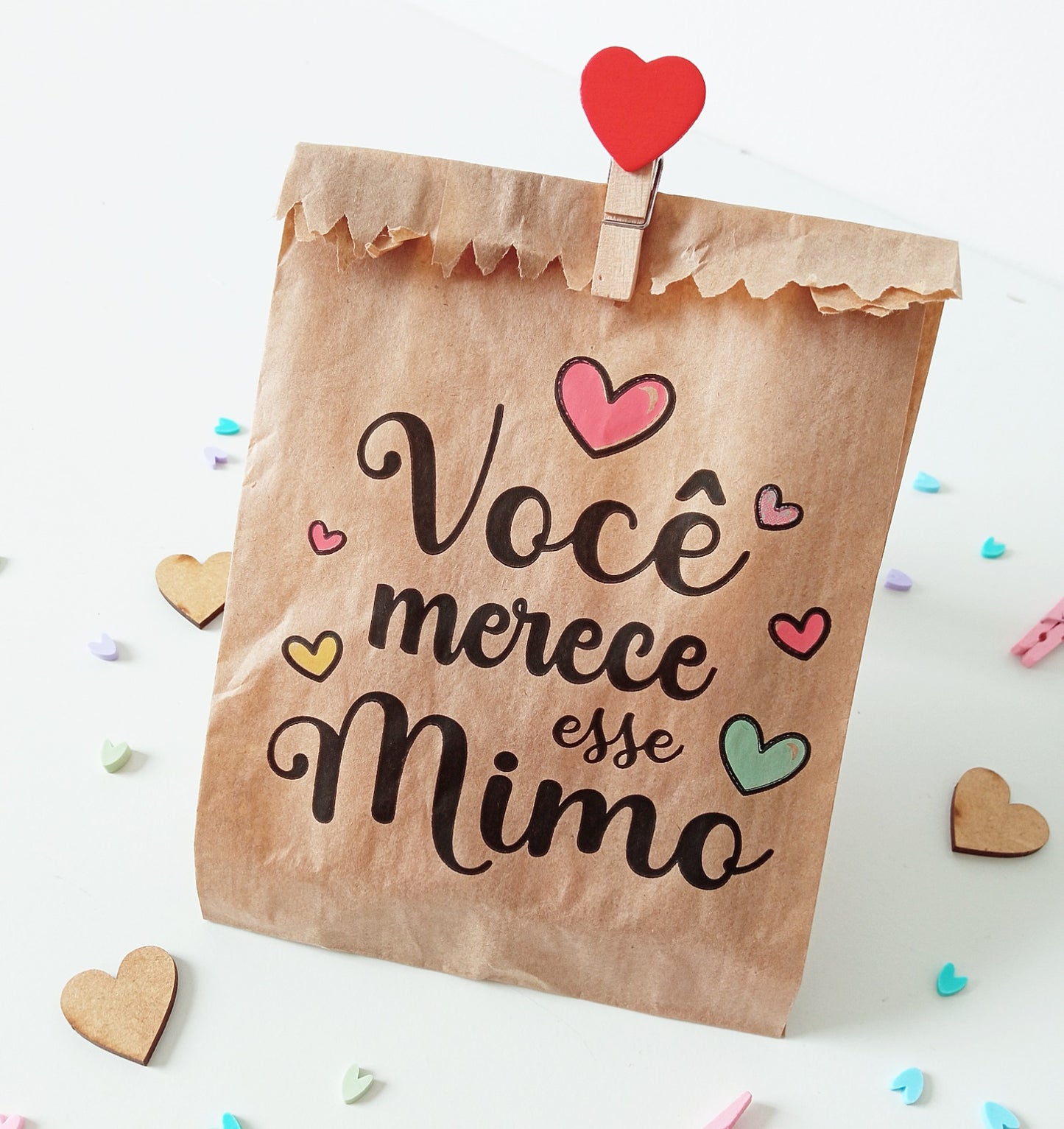 30 Un Saquinhos de papel para lembrancinha 10x15 cm | Saquinho de papel mimo| Você merece esse mimo corações