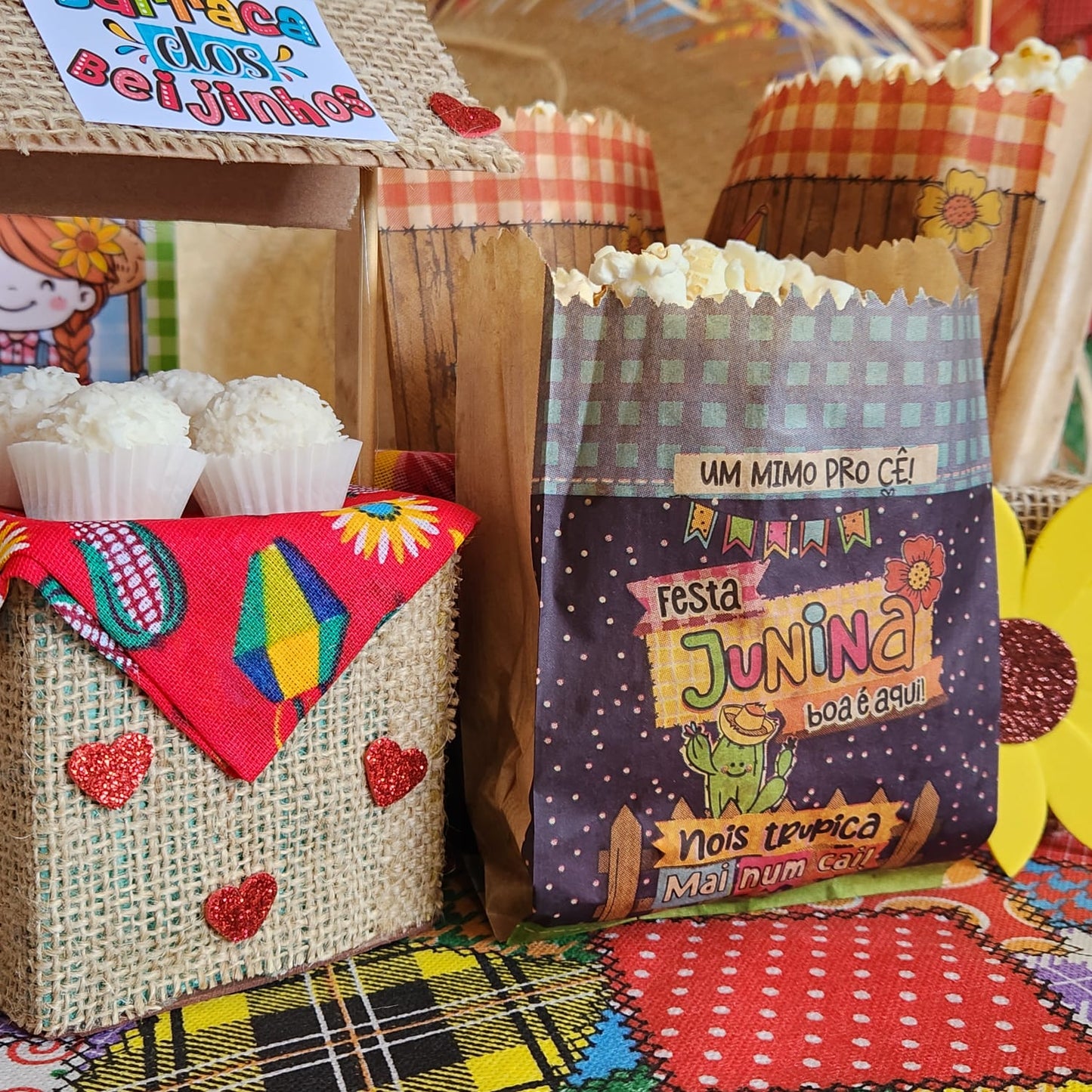 25UN  Embalagem de papel pardo 10x15 cm | Festa Junina | Um mimo pro cê