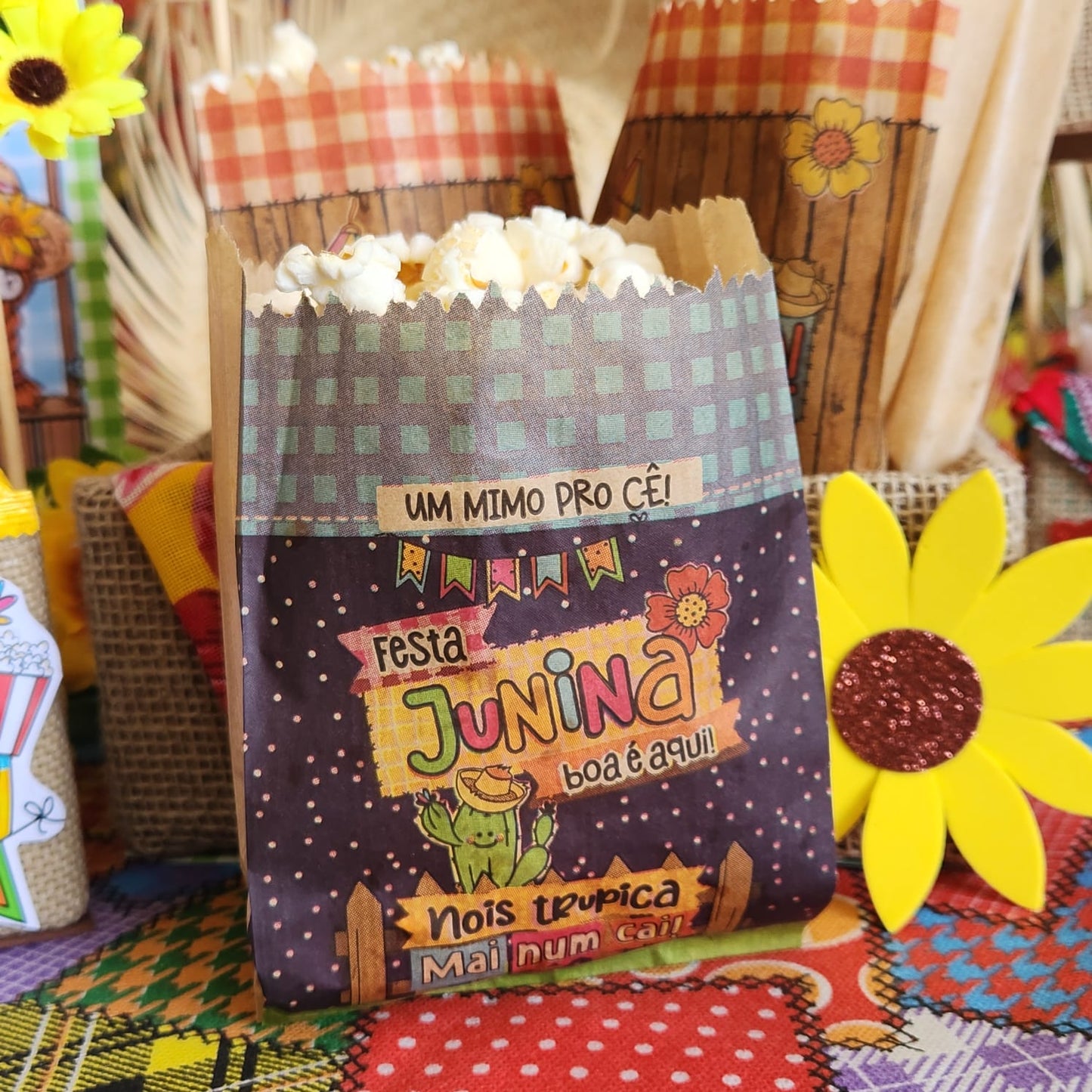 25UN  Embalagem de papel pardo 10x15 cm | Festa Junina | Um mimo pro cê