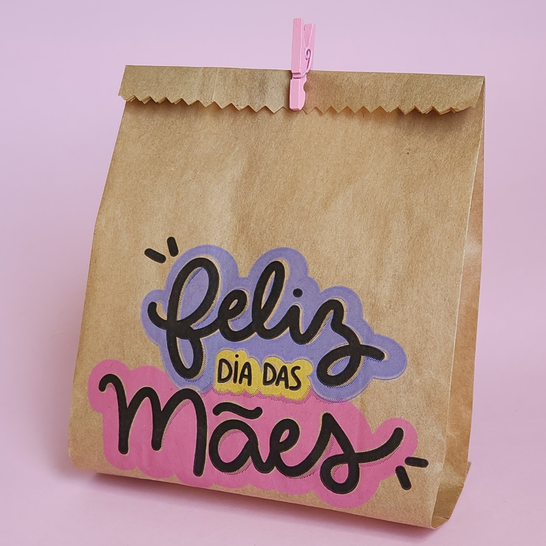 25 UN Saquinho de Papel pardo 10x15 cm Feliz dia das Mães