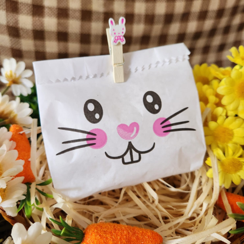 25UN Saquinho de papel Coelho da páscoa Rosa 10x12CM | Mimo de páscoa | Embalagem de papel