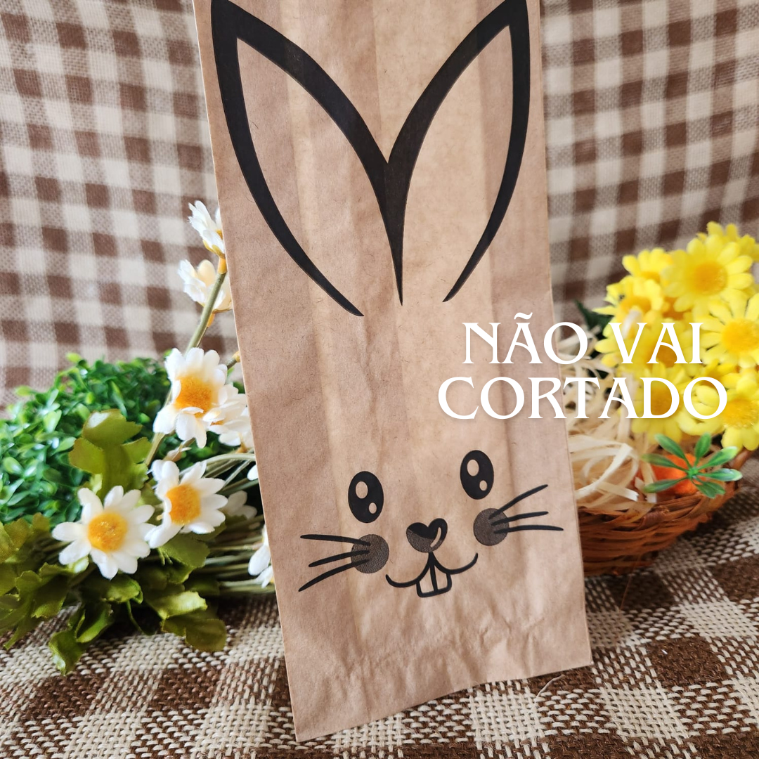 25UN Saquinho de papel pardo Coelho da páscoa 10x27CM | Mimo de páscoa | Embalagem de papel pardo
